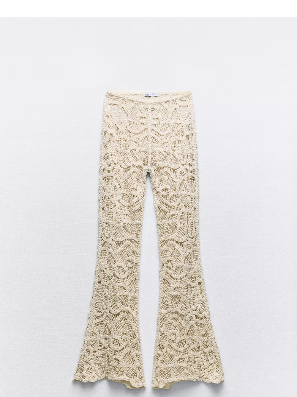 Zara Cream Crochet Flare Pants